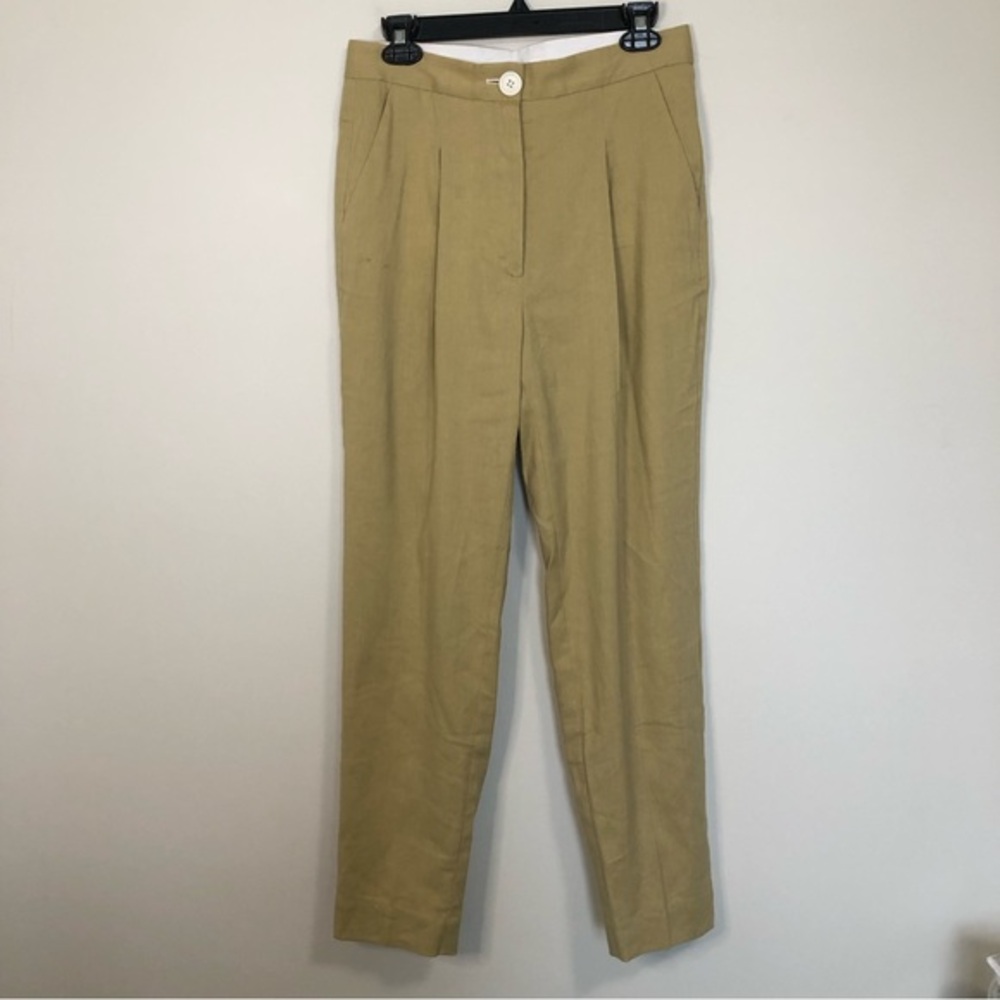 Robert Rodriguez Pleated Utility Trousers Linen Cotton Tan Size 6 Womens
